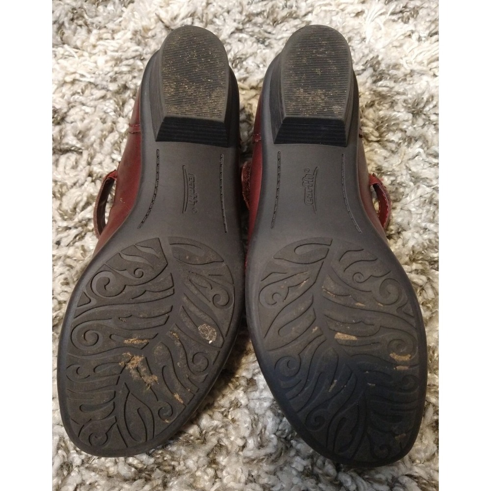 Earth Shoes Clover Bordeaux Mary Janes Womens 7 B Red Leather Shoes Maryjanes - Picture 8 of 10